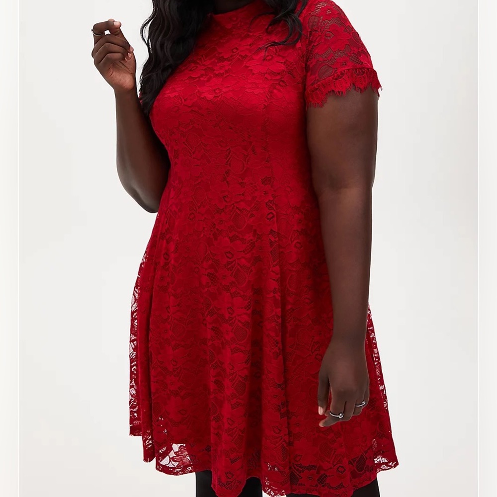 Torrid Red Lace Skater Dress